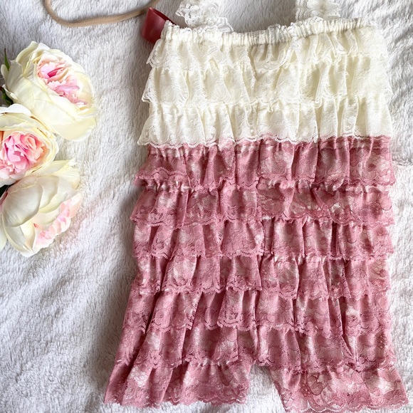 💕Dusty Rose Lace Photo shoot or Birthday Romper - Picture 6 of 8